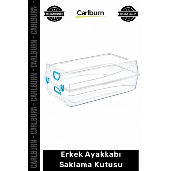 Şeffaf Plastik Katlanabilir İstiflenebilir Havalandırmalı Saklama Düzenleyici Erkek Ayakkabı Kutusu