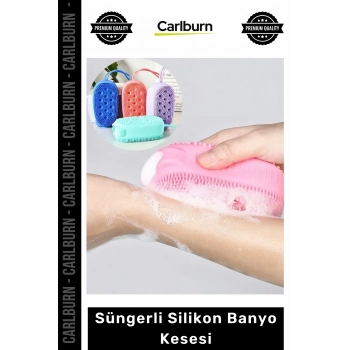 Özel Üretim Çift Taraflı Vücut Peeling Masaj Fırçası Yumuşak Lifli Süngerli Silikon Banyo Kesesi