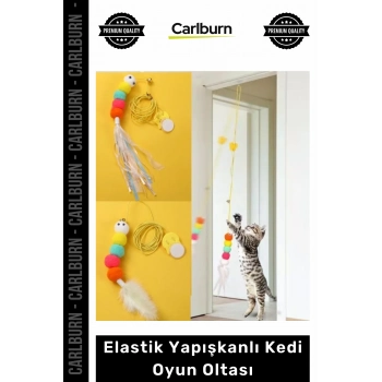 #Petshop Çanlı İnteraktif Hareketli Vantuzlu Zıplayan Egzersiz Elastik Yapışkanlı Kedi Oyun Oltası
