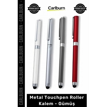 Özel Üretim Şık Dokunmatik Başlıklı Kurumsal Prestijli Promosyon Metal Touchpen Roller Kalem Gümüş