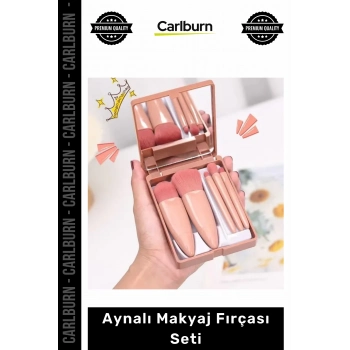 #Makyaj 5 Parça Profesyonel Taşınabilir Yumuşak Fiber Kıl ABS Kasa Aynalı Makyaj Fırçası Seti
