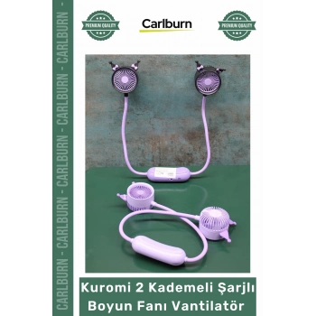 #Vantilatör Anime Kawaii USB Hands Free Esnek Hafif Kuromi 2 Kademeli Şarjlı Boyun Fanı Vantilatör