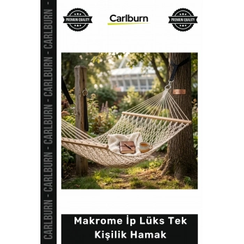 #Hamak Ahşap Çıtalı Sağlam 150 kg Taşıma Kapasiteli Bahçe Makrome İp Lüks Tek Kişilik Hamak