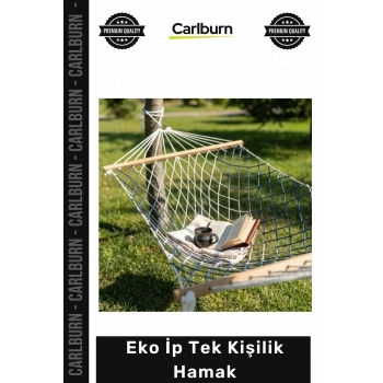 #Hamak Bahçe Balkon Kamp Piknik Ahşap Çıtalı Dayanıklı Örgü Sistemli Eko İp Tek Kişilik Hamak