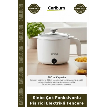 #Tencere 800ml 400W Buharlı Aparatlı Hızlı Pratik Beyaz Sinbo Çok Fonksiyonlu Pişirici Elektrikli Tencere