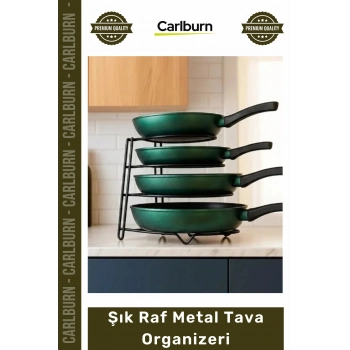 #Organizer Mutfak Dolabı İçi Çok Katlı Yer Tasarrufu Sağlayan Dayanıklı Siyah Modern Şık Raf Metal Tava Organizeri
