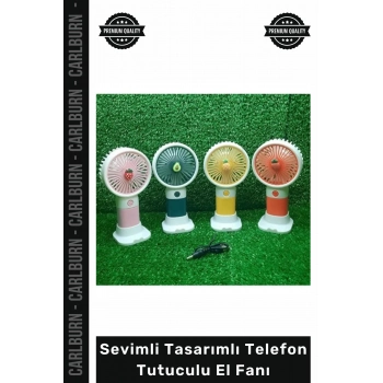 #ElFanı USB Şarjlı Taşınabilir Meyve Figürlü Masaüstü Sevimli Tasarımlı Telefon Tutuculu El Fanı