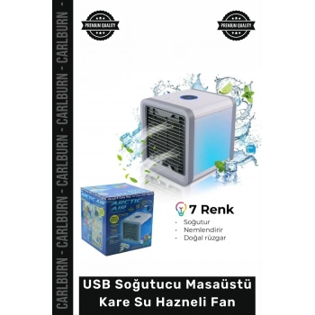 #Vantilatör LED Işıklı Sessiz Taşınabilir Nemlendirici USB Soğutucu Masaüstü Kare Su Hazneli Fan