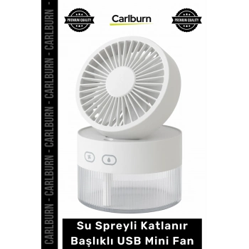 #Vantilatör Masaüstü Şarjlı Portatif Hava Soğutucu Işıklı Su Spreyli Katlanır Başlıklı USB Mini Fan