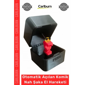 #Hediye 3D Baskılı Butona Basınca Otomatik Açılan Komik Şaka Nah El Hareket Hediyesi - Siyah