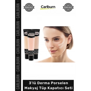 #Makyaj Mat Bitişli Aydınlatıcı Kontür Etkili 3lü Derma Porselen Makyaj Tüp Kapatıcı Seti