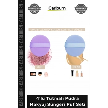 #Kozmetik Yumuşak Dokulu Profesyonel Kapatıcı Aplikatörü 4lü Tutmalı Pudra Makyaj Süngeri Puf Set