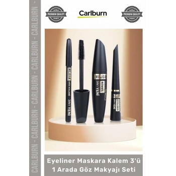 #Kozmetik Siyah Suya Dayanıklı Dolgun Kalıcı Eyeliner Maskara Kalem 3ü 1 Arada Göz Makyajı Seti