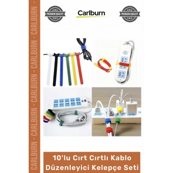 #Organizer Naylon Siyah Çok Amaçlı Organizer Şık 10lu Cırt Cırtlı Kablo Düzenleyici Kelepçe Seti - 15cm