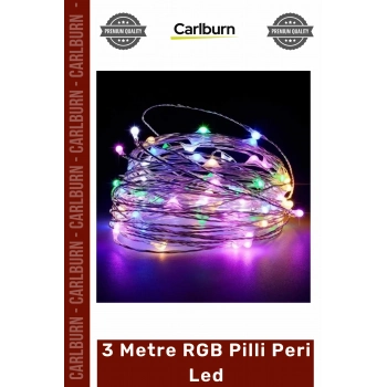 #PeriLed Renkli Dekoratif Bakır Tel Işıklandırma Yılbaşı Süsleme 3 Metre RGB Pilli Peri Led