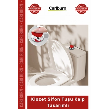 Özel Üretim Banyo Aksesuarı Yapışkanlı Şık Modern Dekoratif Estetik Klozet Sifon Tuşu Kalp Tasarımlı