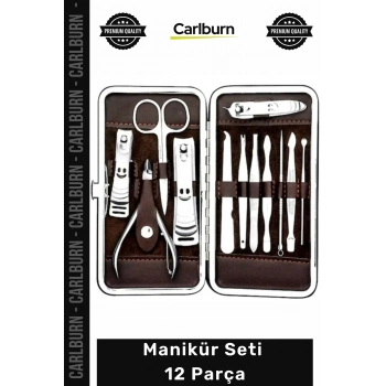 #Manikür Paslanmaz Çelik Deri Çanta Profesyonel Bakım Tırnak Pense Cımbız Manikür Seti 12 Parça