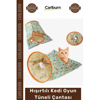 #KediOyuncağı İnteraktif Katlanabilir Peluş Fare Oyuncaklı Kirpi Hışırtılı Kedi Oyun Tüneli Çantası