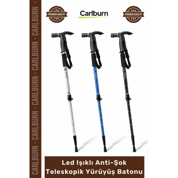#Baston Dağcılık Amortisörlü 110cm Outdoor Sağlam Led Işıklı Anti Şok Teleskopik Yürüyüş Batonu