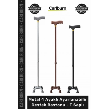 #Baston Ortopedik Medikal Alüminyum Sağlam Metal 4 Ayaklı Ayarlanabilir Destek Bastonu T Saplı
