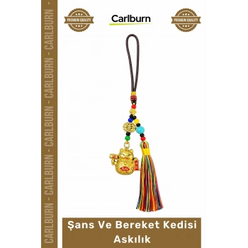 #Askılık Maneki Neko Altın Sarısı Püsküllü Araç Dikiz Aynası Duvar Süsü Şans Bereket Kedisi Askılık