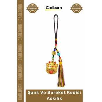 #Askılık Maneki Neko Altın Renk Püsküllü Dekoratif Araba Dikiz Aynası Şans Bereket Kedisi Askılık