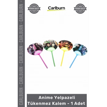 Özel Üretim Figürlü Şık Tasarım Okul Ofis Hediyelik Koleksiyon Akıcı Anime Yelpazeli Tükenmez Kalem