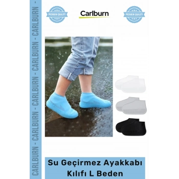 Özel Üretim Silikon Kaymaz Dayanıklı Esnek Yıkanabilir Gri Siyah Su Geçirmez Ayakkabı Kılıfı L Beden