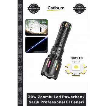 Özel Üretim Alüminyum Gövde TG Led Type C USB 30w Zoomlu Led Powerbank Şarjlı Profesyonel El Feneri