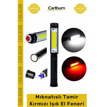 #ElFeneri Güçlü Servis Teknik PS-Q5 Pilli Mıknatıslı COB LED Çalışma Tamir Kırmızı Işık El Feneri