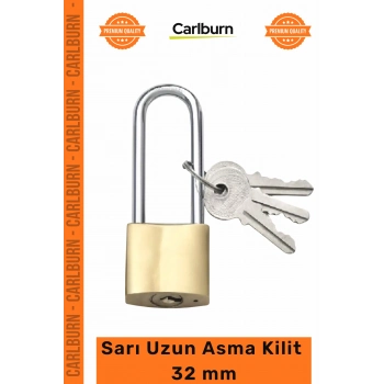 #AsmaKilit Emniyetli Çelik Gövde Korunaklı Dayanıklı Güçlü Profesyonel Sarı Uzun Asma Kilit 32 mm