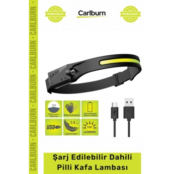 #KafaLambası Güçlü 5 Aydınlatma Modlu COB LED Sensörlü USB Şarj Edilebilir Dahili Pilli Kafa Lambası