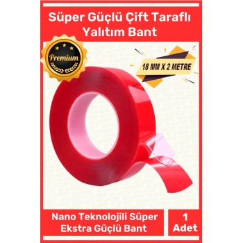 #Bant Güçlü Şeffaf Montaj Yapıştırma Meg Çift Taraflı Akrilik Silikonize Bant 18 mm x 2 metre