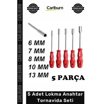 #Lokma Krom Vanadyum Çelik Uzun Sap 5 Adet Lokma Anahtar Tornavida 6/7/8/10/13/mm Metal Altıgen