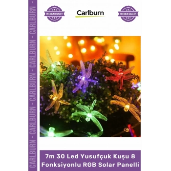 #Solar Şık Bahçe Dekorasyon Aydınlatma 7m 30 Led Yusufçuk Kuşu 8 Fonksiyonlu RGB Solar Panelli