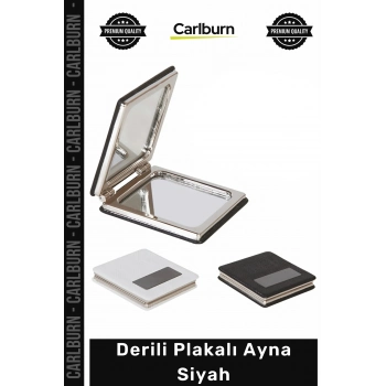 Özel Üretim Lüks Dekoratif Ofis Hediyelik El Cep Çanta Boyu Tasarım Şık Kaliteli Derili Plakalı Ayna Siyah