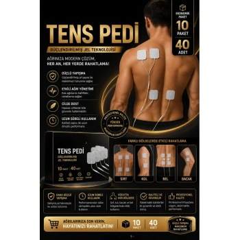 #TensPedi Kablolu Yumuşak Esnek Medikal Elektrot Yapışkanlı 10 Paket 40 Adet TENS Pedi 5×5 cm