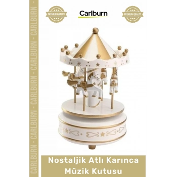 #MüzikKutusu Nostaljik Ahşap Dekoratif Hediyelik Kurmalı Hareketli Vintage Atlı Karınca Müzik Kutusu