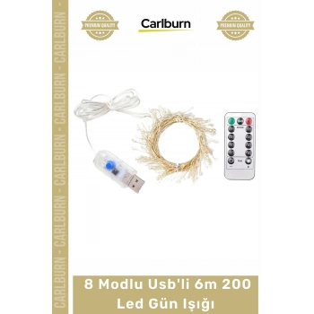Özel Üretim Dekoratif Şerit Peri Aydınlatma Uzaktan Kumandalı 8 Modlu Usbli 6m 200 Led Gün Işığı