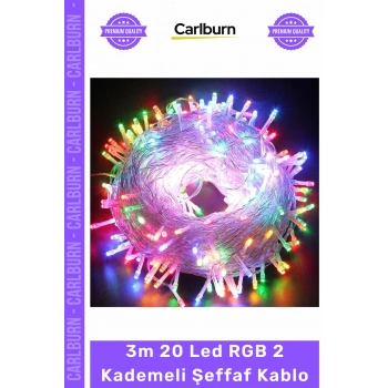 #LedAydınlatma Dekoratif Pilli Renkli Animasyonlu Işık Süsleme 3m 20 Led RGB 2 Kademeli Şeffaf Kablo