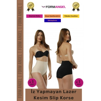 #Korse 2 Beden İncelten Toparlayıcı İz Göstermeyen Kaymaz Kadın Lazer Kesim Slip Korse 2li Set