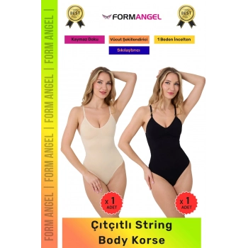 #Korse İz Bırakmayan Kaymaz Seamless Toparlayıcı Dikişsiz Kadın Çıtçıtlı String Body Korse 2li Set