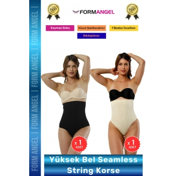 #Korse Seamless Dikişsiz Toparlayıcı Vücut Şekillendiren Kaymaz Yüksek Bel String Korse 2li Set