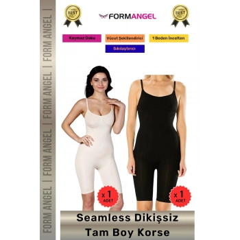 #Korse Masaj Özellikli İz Göstermeyen Kaymaz Dikişsiz Toparlayıcı Kadın Tam Boy Korse 2li Set