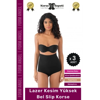 #Korse Toparlayıcı Kaymaz 2 Beden Küçülten Kadın Lazer Kesim Yüksek Bel Slip Korse - 3 Adet