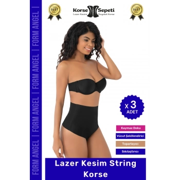 #Korse İz Yapmaz Göstermeyen Kaymaz Doku Toparlayıcı Sıkılaştıran Lazer Kesim String Korse - 3 Adet