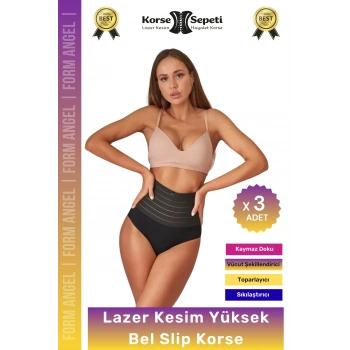 #Korse Vücut Şekillendirici Karın Bel Toparlayıcı Lazer Kesim Yüksek Bel Slip Korse - 3 Adet