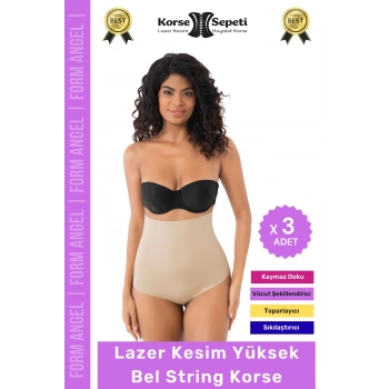 #Korse 2 Beden Küçülten İz Yapmayan Göstermeyen Lazer Kesim Yüksek Bel String Korse -3 Adet