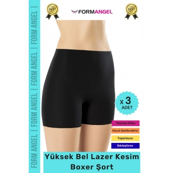 #Korse İz Göstermeyen Lazer Kesim Toparlayıcı Şekillendirici Rahat Yüksek Bel Boxer Korse - 3 Adet