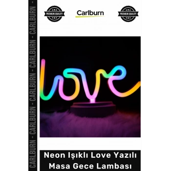 #GeceLambası Dekoratif Led Tasarım USB Pilli Romantik Hediye Neon Işıklı Love Yazılı Masa Gece Lambası